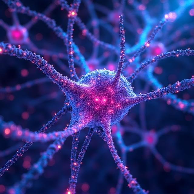 Abstract AI neural network visualization in bright colors